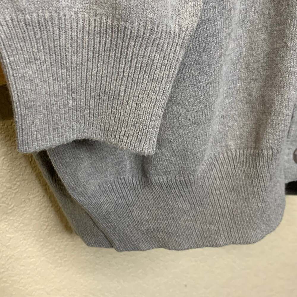 Basic Editions Gray V-Neck Cardigan, Button-Front Knit, Size M - Picture 2 of 7